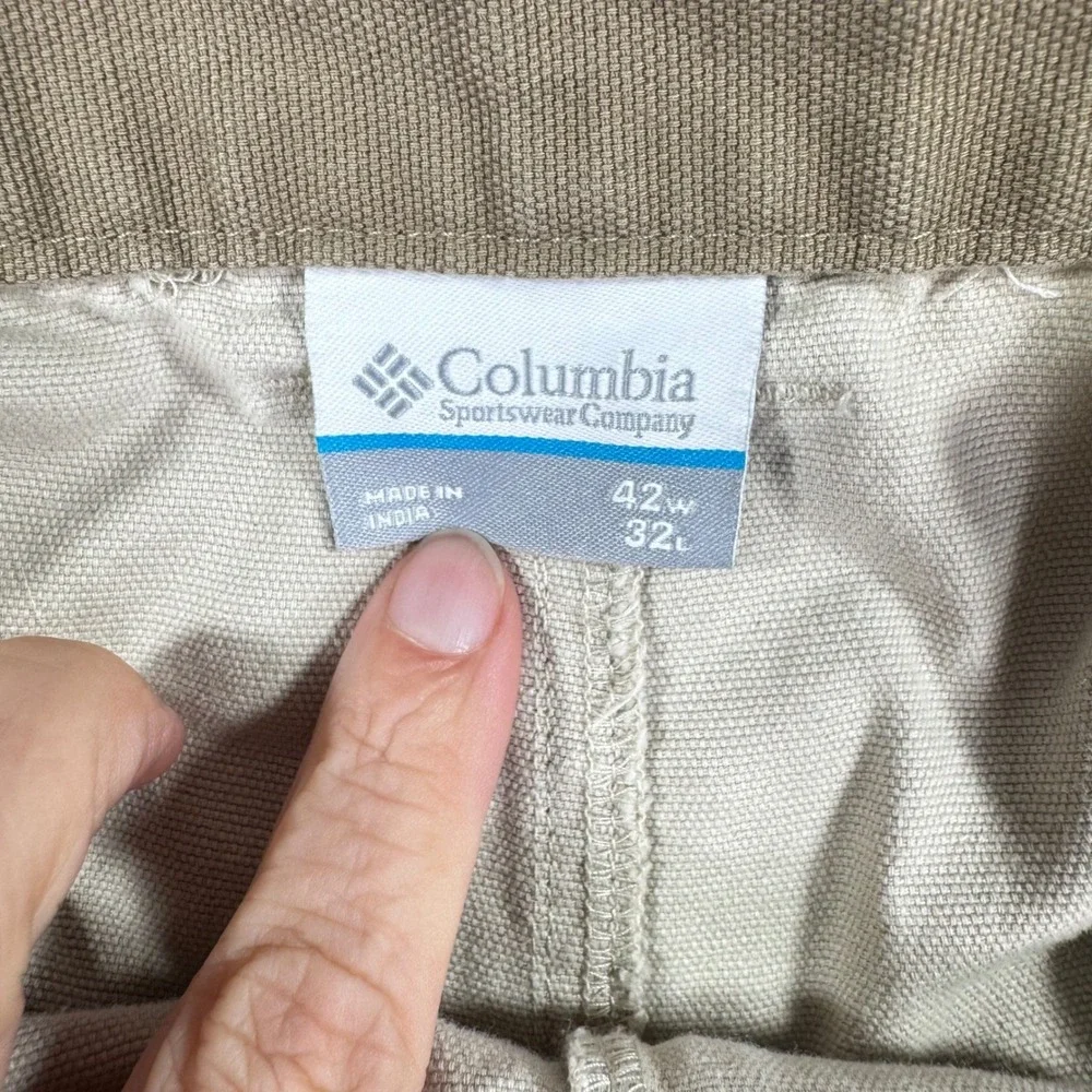 Columbia Pants Mens Cotton Casual Pants 42 x 32(31) Beige Comfort Canvas‎